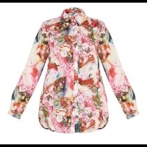 Rose Femme Oversized Button Up Blouse